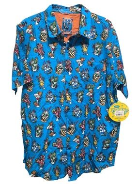 NWT Pardy Time Sunday Funday Men's Woven Hawaiian Shirt Size Medium